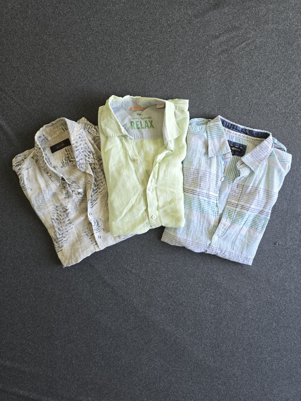 Linen Silk Cotton Blend Shirt Lot of 3 Large Tommy Bahama Club Room Tasso Elba